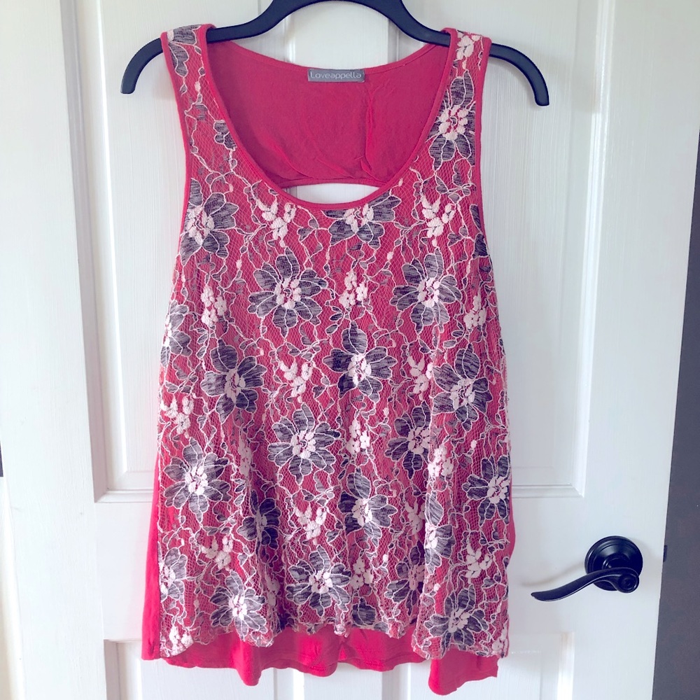 💥LAST CHANCE💥 Loveappella Lace & Knit Tank Top